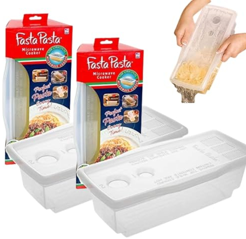 Fasta Pasta Microwave Pasta Cooker, 2 Pack - The Original No Mess, Sticking or Waiting For Boil