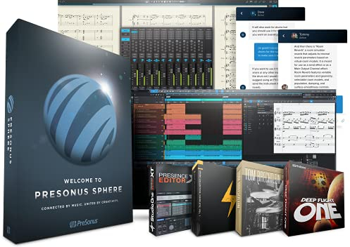 PreSonus Sphere, 1-Jahres-Mitgliedschaft Karte, für Zugriff auf die PreSonus-Software einschließlich Studio One Professional, Notion, Plug-Ins, Probepackungen, kurse, Online-Zusammenarbeit und mehr