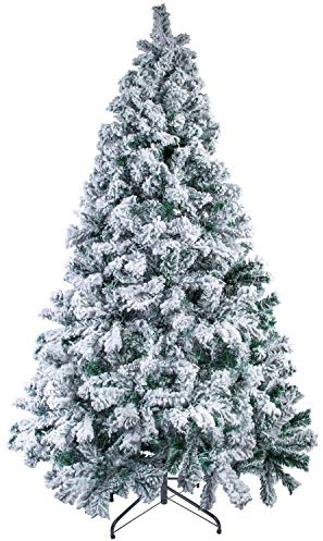 Uten Albero di Natale, con Staffa Metallica Artificiale, 700 Rami,Fiocchi di Neve Bianchi, Facile da Montare, Regali di Natale Tradizionali Interni ed Esterni (1,8 m)