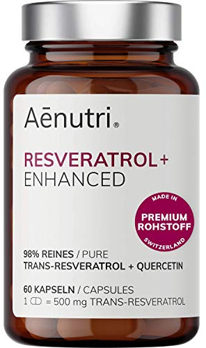 NEU: Resveratrol Plus hochdosiert | 500mg Premium Trans Resveratrol aus Schweiz je Kapsel | Optimierte Formel mit Quercetin | Laborgeprüfte Qualität aus DE | 60 Kapseln