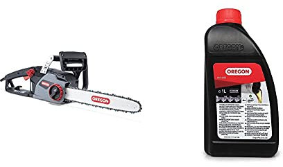 Oregon Tronçonneuse Électrique CS1400 2400W, Puissante Tronçonneuse Électrique avec Guide-Chaîne de 40 cm (16 pouces) & Huile Minérale Pour Chaîne De Tronçonneuse, 1 Litre
