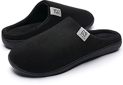 WateLves Zapatillas Hombre Mujer Invierno CáLido Zapatos Memory Foam Casa Antideslizante Pantuflas (Negro, 42/43 EU)