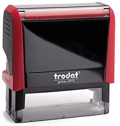 Trodat Printy 4915 – Timbro personalizzato a 7 righe con testo desiderato, personalizzabile qui online colore della cassa: rosso fuoco – timbro aziendale, timbro per indirizzo, con testo desiderato