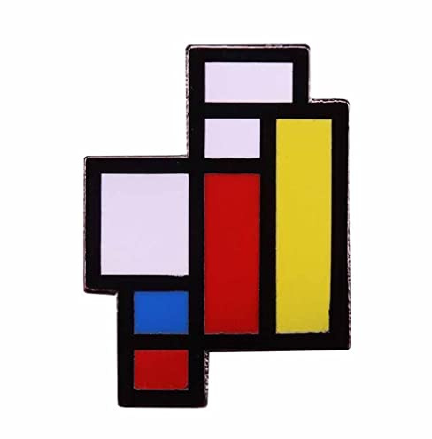 Broche d'art géométrique peinture abstraite peinture art émail pin bloc de couleur patchwork modélisation art pin's art étudiants art cadeau de remise de diplôme, Métal