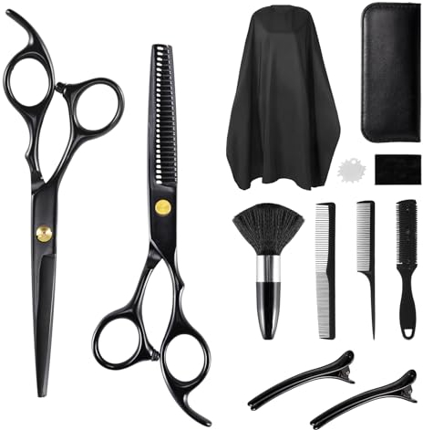 Set di forbici parrucchiere professionali, forbici capelli, forbici per sfoltire per signore, uomini, bambini, domestici, accessoriper capelli e barba, cappello per parrucchieri, pettine