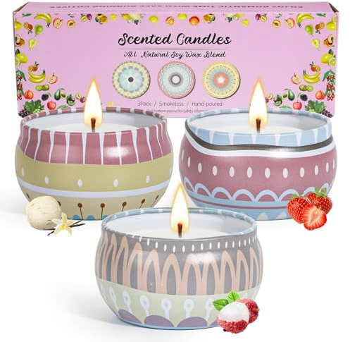 Juegos da 3 Packs Velas Aromáticas Decorativas, Velas Perfumadas de Aromaterapia Cera de Soja Mujer, Regalos de Lujo para Cadeau pour Anniversaire Cumpleaños Baño Yoga Día de la Madre y Regalo, Amante