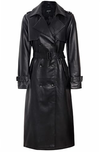 SS7 Femmes Trench Coat en Simili Cuir Veste Maxi PU