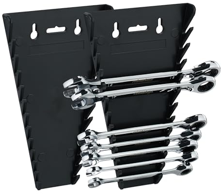 Relaxdays Maulschlüssel Halter 2er Set, magnetisch, 12 Steckplätze, Schraubenschlüssel Halterung 6-24 mm, ABS, schwarz