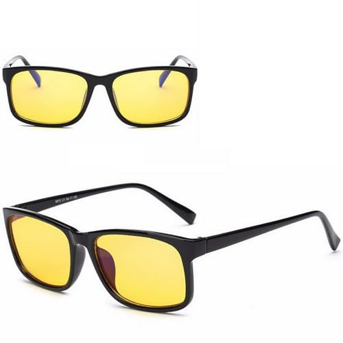 VOSO Blue Light Blocking Gaming Glasses Anti Eyestrain Glasses Gaming Eyewear Retro Vision Care Anti Glare for PC Laptop Gamer Reading (Black Frame Yellow Lens)
