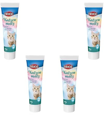 TRIXIE Katzenmalz | 4er Pack | 4 x 100 g | Ergänzungsfuttermittel für Katzen das bei Haarballenbildung unterstützend wirken kann | Kann zur Verbesserung der Verdauung beitragen