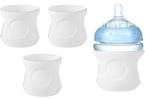 3pcs Bottle Sleeves, 2.76x2.76x2.56in Premium Silicone White Bottle Sleeve Cover for Natural Glass Baby Bottles Anti-Scalding Anti-Fall Compatible with Philips Avent