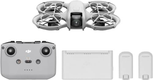 DJI Pack Neo Motion Vuela Más, dron mini con cámara 4K UHD para adultos, 135 g dron que vuela siguiéndote, despega desde la mano, seguimiento de objetivos por IA, con RC Motion 3 y 3 baterías