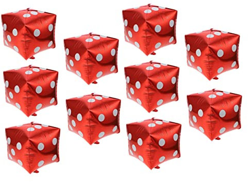 Abaodam 10stücke Würfelballons Folienballons Für -themenpartys Rote Würfel-dekoration Für Spiele Und Foto-requisiten Partybedarf Für Jung Und Alt