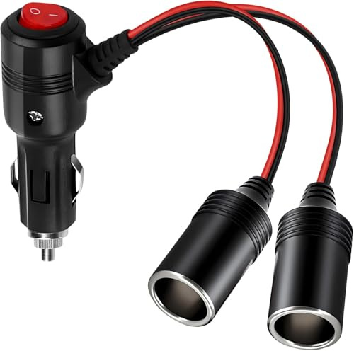 Prise allume-cigare de voiture 1 à 2, adaptateur répartiteur de prise allume-cigare 2 voies, rallonge allume-cigare 1 à 2 avec capuchon étanche, noir