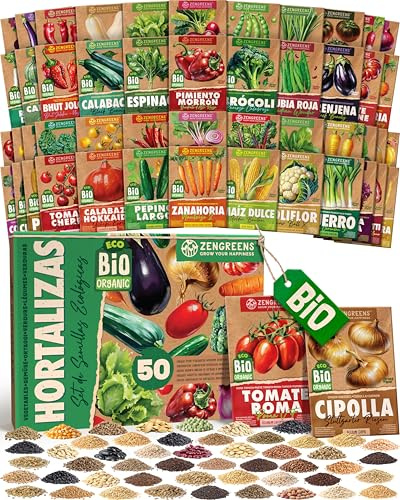 ZenGreens® - Set di Semi di Ortaggi bio (50 pezzi) - 50 Semi di Ortaggi per Coltivazione Facile in Giardino, Balcone o Serra - Semi da Piantare - Sementi