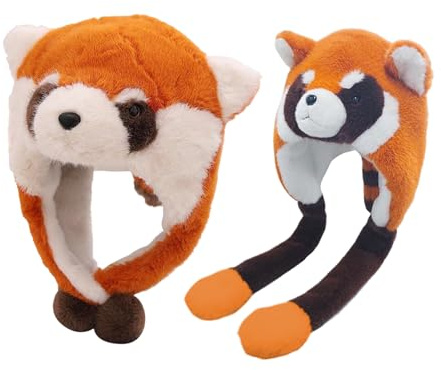 Tiermütze für Kinder, Plüschmützen mit Waschbärohren, Winterkostüm, Ausrüstung für kaltes Wetter, niedliches Cosplay, mit weichem Stoff für Mädchen, A