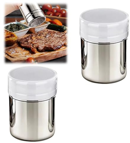 YIZWINS 2 Stück Puderzuckerstreuer,Kakaostreuer Für Cappuccino,Mehlstreuer Mit Deckel,Edelstahl Zimt Kakao Streuer,Mehlsieb,Zimtstreuer,Staubzuckerstreuer, Für Kakao,Kaffee,Schokolade,Zucker,Salz