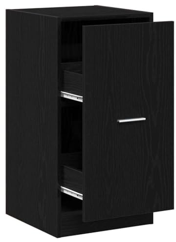QJBSAVVA Armario farmacéutico con 2 cajones y estantes para salón, pasillo y oficina (roble negro, 40 x 41 x 77,5 cm)