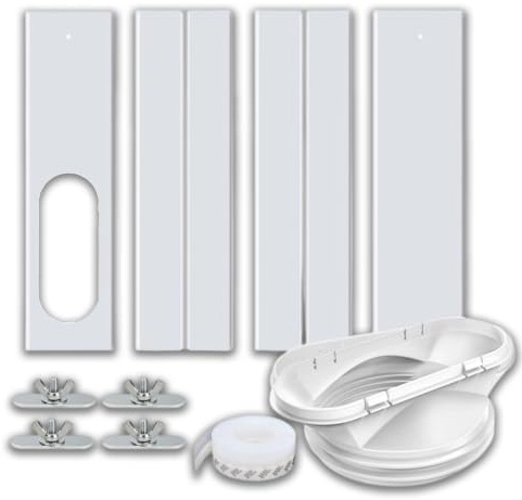Placa de ventana para aire acondicionado portátil, panel ajustable para persiana y tubo de escape, kit salida ventana sin taladrar para ventanas correderas (4PCS)