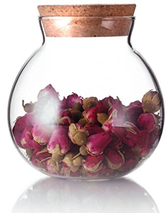 topwel 500 ml (17 fl oz), tarro de favor tarro de cristal transparente redondo con tapón de corcho