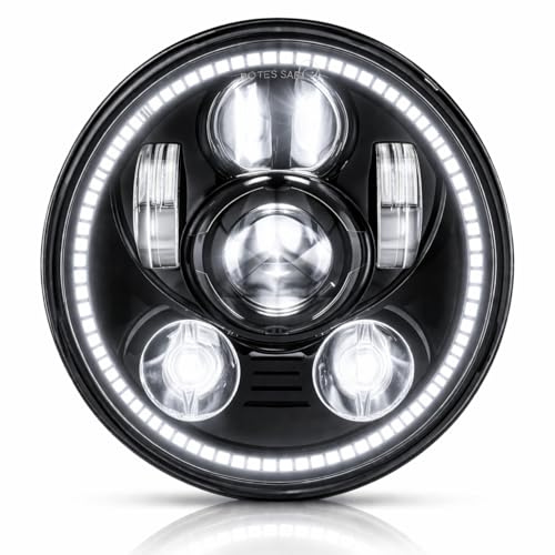 Eagle Lights 8900BG3H-SCOUT Indian Scout Motorcycle LED Headlight with White Halo Ring, Fits 2015+ Scout 60, Scout and Bobber, Black