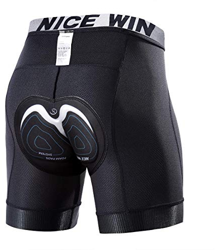 NICEWIN Radunterhose Herren mit Sitzpolster Radlerhose Unterwäsche 4D Gepolsterte Fahrradhose Kurz Atmungsaktive schnelltrocknende stoßfeste Herren Fahrrad Unterhose, 3XL, Schwarz