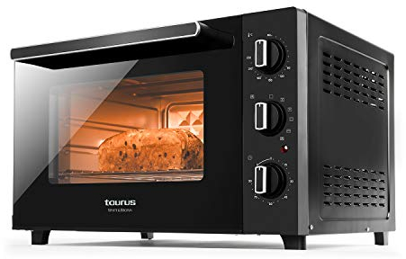 Taurus Horizon 60 - Four électrique 2000W, 60L, Minuterie 90 min, 5 modes, Comprend 4 accessoires, Jusquʼà 230 °C, Toucher froid, Verre