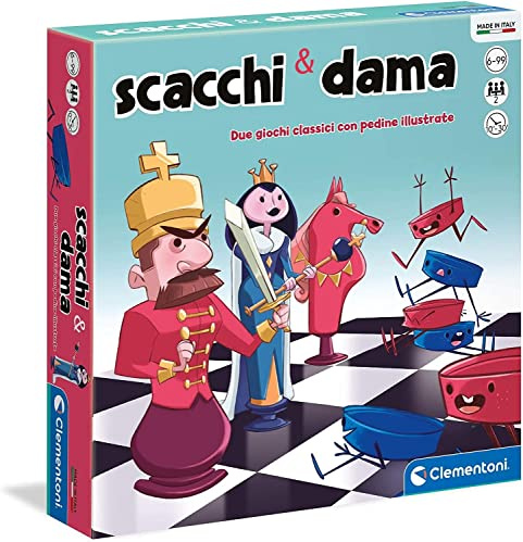 Clementoni - Dama e Scacchi, Gioco da Tavolo Ragazzi 6+ Anni e Adulti, con Pedine Illustrate, per 2 Giocatori, Idea Regalo Made in Italy, Lingua Italiana, 16292