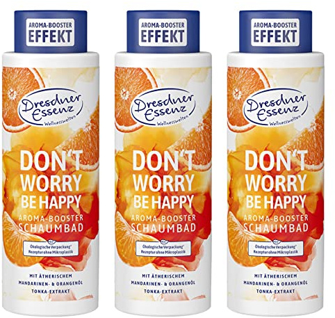 Pack de 3 unidades de baño de espuma Dresdner Essenz Don´t Worry, Be Happy 3 x 500 ml, aditivo de baño vegano
