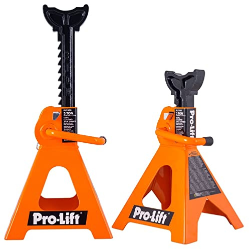 Pro-LifT PL3300 - Soportes de Gato Resistentes para Coche, 3 toneladas en par con pasadores Dobles, Bloqueo de Mango y Pasador de Movilidad para Mayor Seguridad, Ideal para Taller de reparación de