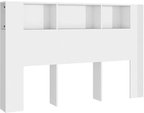 vidaXL Bett Kopfteil mit Ablagen Kopfteil-Regal Wand-Kopfteil Bücherregal-Kopfteil Betthaupt Bettkopfteil Schlafzimmer Hochglanz-Weiß 160x18,5x104,5cm