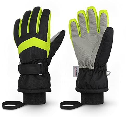 Homord Handschuhe Kinder, Wasserdicht Skihandschuhe Kinder Winterhandschuhe für Jungen und Mädchen, Warme Atmungsaktiv Schneehandschuhe Winter Thinsulate Fingerhandschuhe für 4-13 Jahre