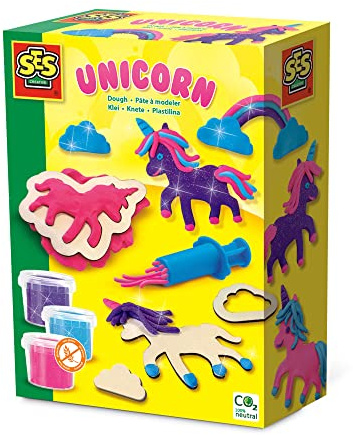 SES 00410 Knete-Einhorn-Neonglitzer, [MULTIPLE]