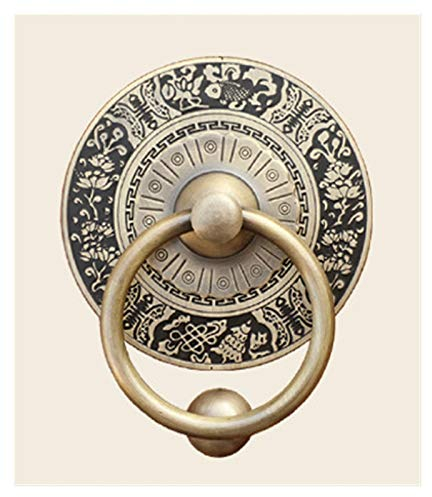 Türklopfer antik,Türklopfer Antiker Türklopfer Aus Messing Türgriff Jahrgang Eengraving Dekorative Holztür Griffe Knöpfe Runden Ring Klopfer Pulls (Color : 11cm bronze)