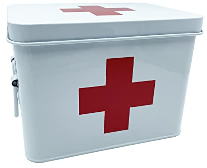 EeAaSsTy Hausapotheke Medikamenten Box Organisatoren Aufbewahrung Metallbox Verbandsschrank Robust gegen Feuchtigkeit und Verunreinigung von Medizinschränke, sicher und bequem (Weiß 22cm)