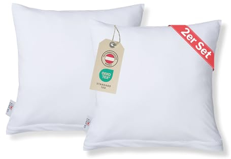 DarBene Kissenbezug 40x40 cm (2er Set Kissenbezüge Jersey) - 100% Baumwolle mit YKK-Reißverschluss, weicher Kopfkissenbezug 40x40, Kissenhülle 40x40, Oeko-TEX, Polsterbezug, Weiß