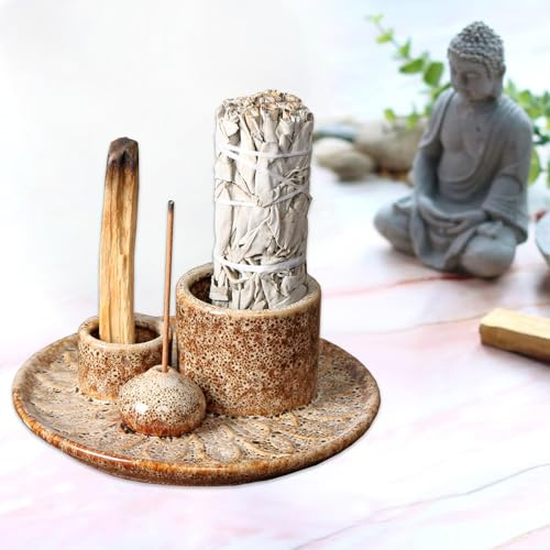 Porta-inciensos,Quemador de Incienso, Cuenco de Incienso Porta Incienso, Palo Santo, Soporte Incienso Varilla Hogar de Cenizas, la Decoración Sala de Estar, Yoga, Meditación (Antiguo)