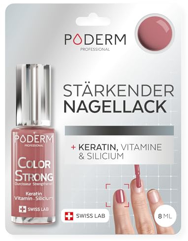 PODERM Vernis Durcisseur Ongles - Bois de Rose | Répare et Renforce les Ongles Abîmés et Fragilisés par les Vernis Semi-Permanents | Biotine, Silicium, Kératine | Développé par un Podologue en Suisse