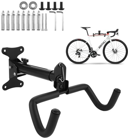 AKOLAFE Fahrradhalterung Wand Klappbare Fahrradaufhängung Wand 28x11x15cm Fahrrad Wandhalterung Schwerlast 25kg Fahrrad Aufbewahrung Garage Winkel und Wandabstand Einstellbar für E-Bike, Mtb, Rennrad
