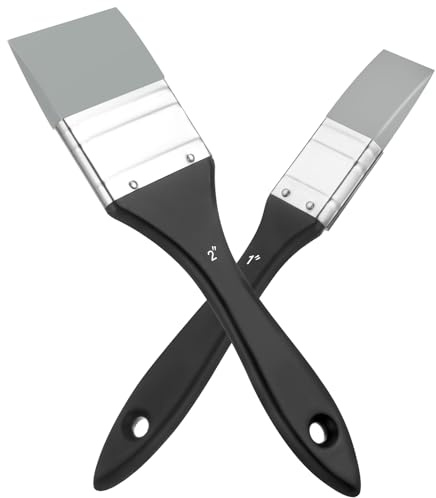 2 stycken silikonpensel, färgformare verktyg för målning, spetsiga kanter, solid platt flexibel akryl- och vattenbaserat målningsverktyg för att flytta bort akrylfärger (2 tum, 5 tum)