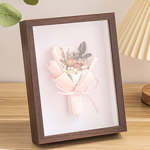 Cornice con cornice profonda, 12,7 x 17,8 cm, cornice 3D, in legno, da appendere alla parete o sulla scrivania, regalo per ricordi di famiglia (noce 428, profondità 3 cm)