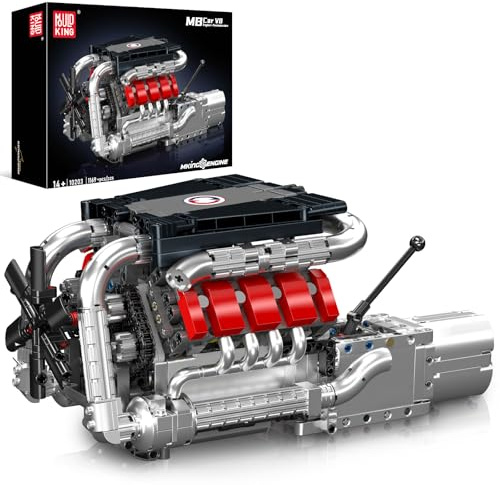 Mould King V8 Engine Building Blocks Set, 10203 Engine Model That Runs, Mini Engine for Adults with Battery and Motor, Construction Toys for Teens(1169 Pcs)