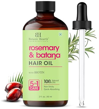 Botanic Hearth Rosemary & Batana for All Hair Types 60 ml | Hair Growth Oil Scalp Treatment for Hair Loss| Dry & Frizzy Hair Repair| Deep Nourishing Oil | Scalp Treatment