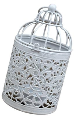 WOURRD Supporto bianco per gabbia per uccelli con intricato bastone di progettazione cavo per matrimoni e feste