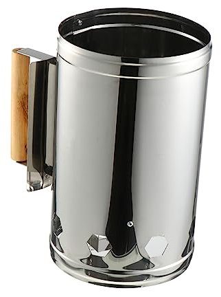 Milisten Accendifuoco per Griglia in Metallo Manico Isolante in Legno, Barilotto per Barbecue all’Aperto Numerosi Fori Aerazione, Resistente a Alte Temperature per Accensione Rapida Carbonella