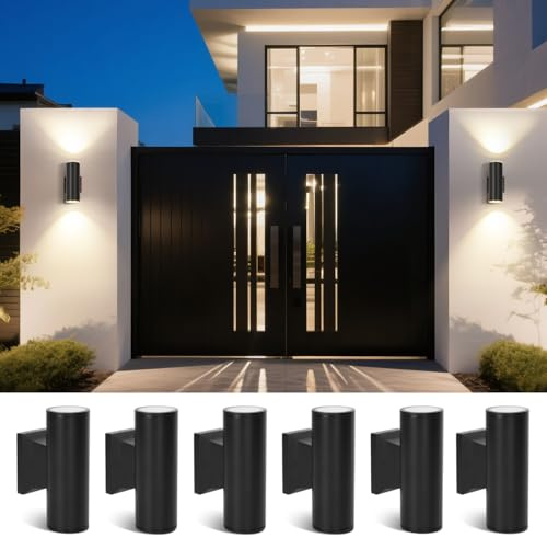 Aigostar Applique LED da Parete Esterno, Lampada da Parete Cilindrico Alluminio GU10, Impermeabile IP65 Luce Esterno, per Patii, Giardini, Corridoi, Balconi,Vialetti, Lampadina non inclusa(6 pacchi)
