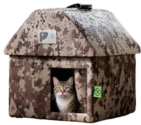 Lpoppcx Refugio para Gatos Callejeros | Casa De Exterior Impermeable Plegable con Almohadilla Suave para Mascotas En Invierno | Cobijo Exterior para Animales - Comunidad Patio Jardín Césped Garaje