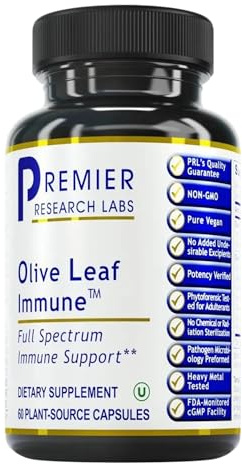 Premier Research Labs Olive Leaf Immune - Olive Leaf Extract Capsules, The Olive Leaf Pills with Phytonutrient Oleuropeinm, Herbal Supplement for Immune & Heart Health Support - 60 Vegetarian Capsules