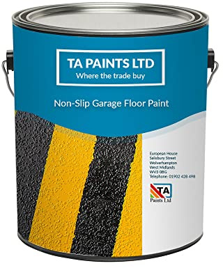 T A Paints Ltd Non Slip Floor Paint 2.5L Black Hard Wearing Quick Drying Floor Paint for Garage Workshop Factory Concrete Wood Metal Stone & Brick