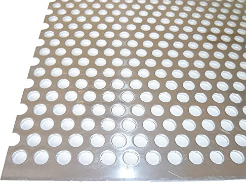 B&T Tôle perforée métal aluminium 2,0 mm d'épaisseur, perforation ronde ø 8 mm décalé RV 8–12